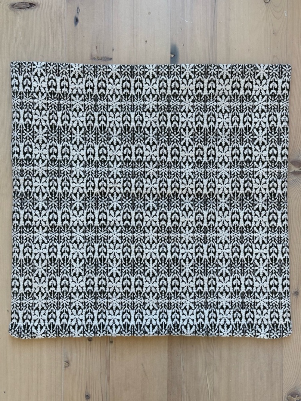 West Elm Dark Gray & White Geometric Knit Square Pillow Case - 24”x24”